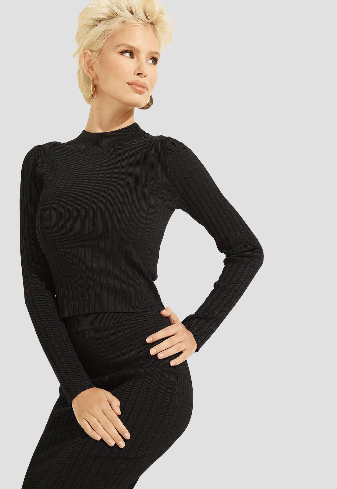 Tejido Caren Top Ls Sweater Jblk Negro Guess-0