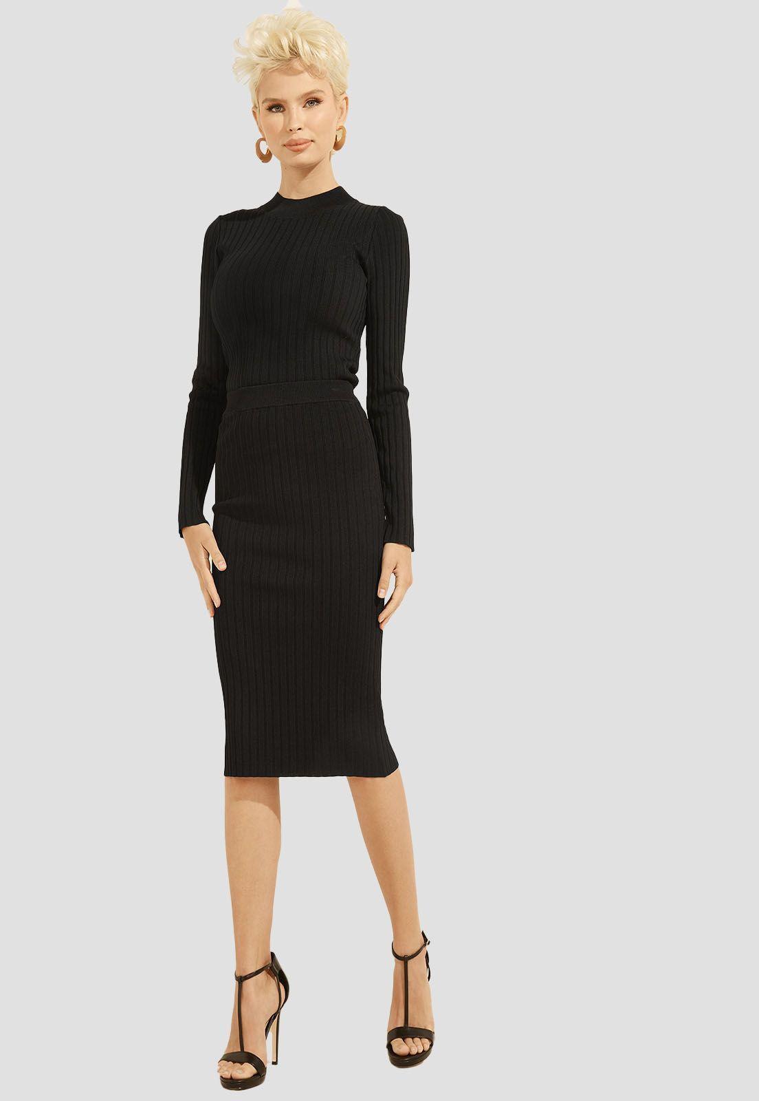 Tejido Caren Top Ls Sweater Jblk Negro Guess-1