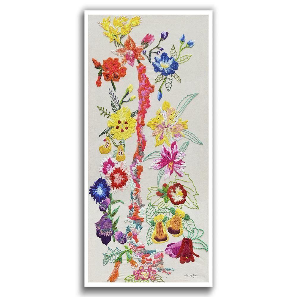Mapa de Chile con Flores Bordado-0