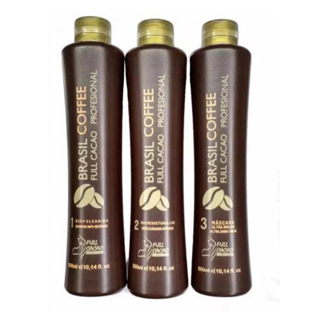 KIT 3 PASOS ALISADO PROFESIONAL BRASIL COFFE FULL CACAO 500ML-0