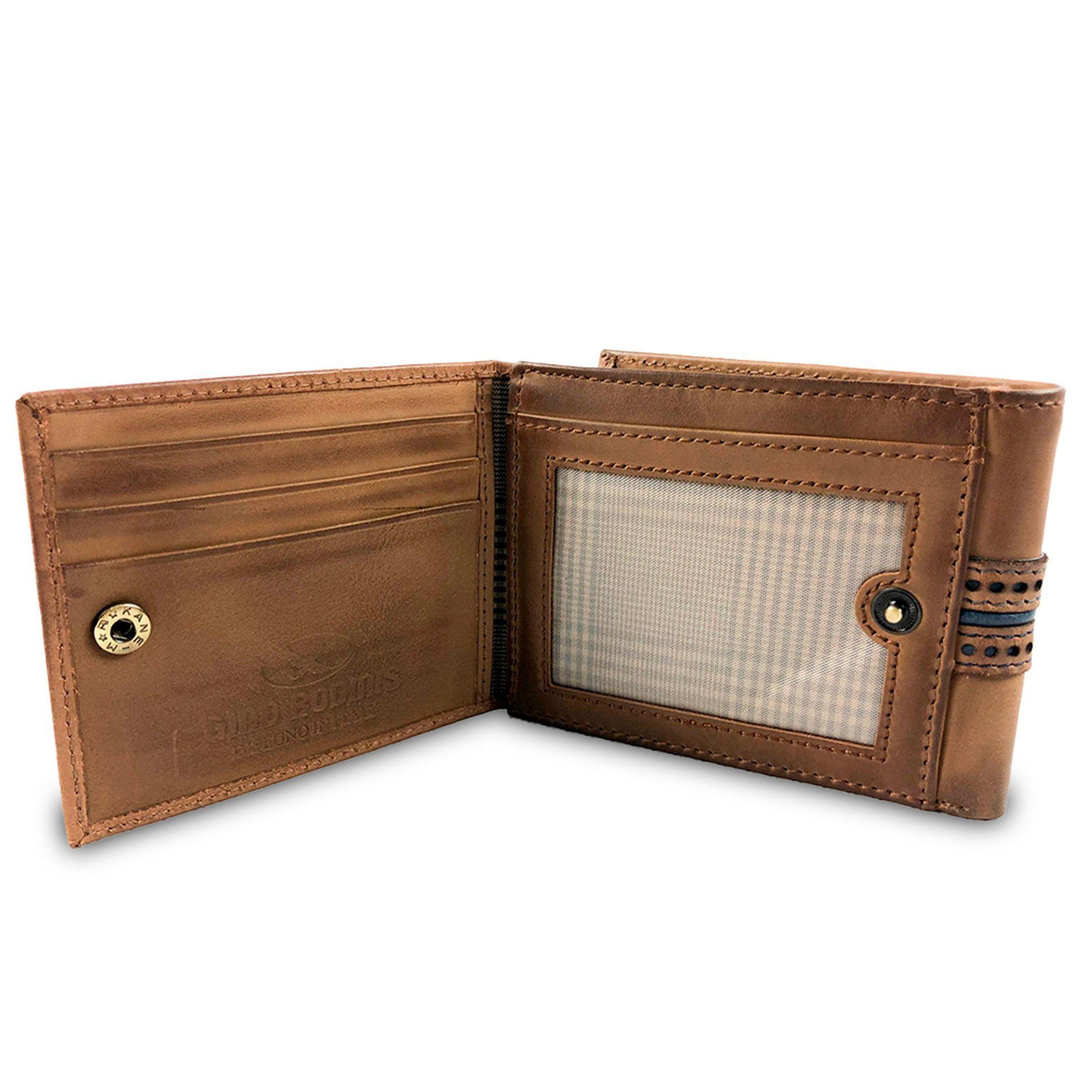 Billetera Gino Rodinis  Borsalino 157 Café/Azul-3