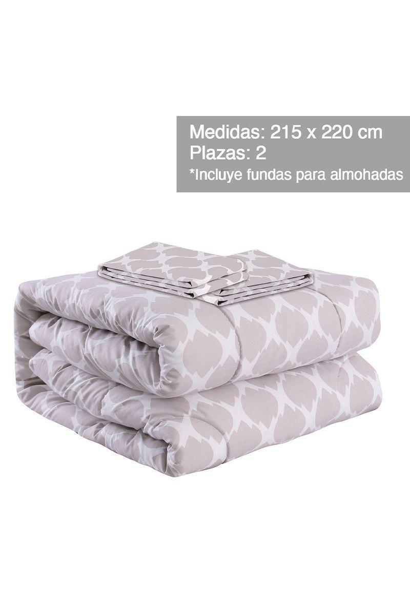 Plumón Estampado 2 Plazas 215x220 cm Gris-1