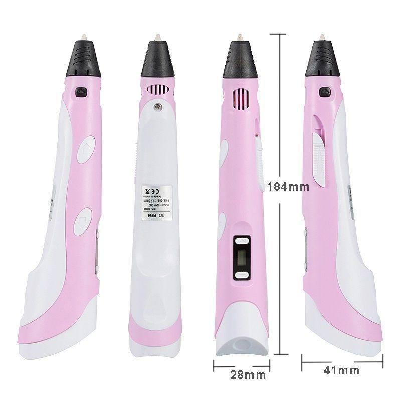 Boligrafo de impresión 3D ABS 3D PEN-2 RP100B LCD 1,75 mm - Rosa + Set filamentos 100m-4
