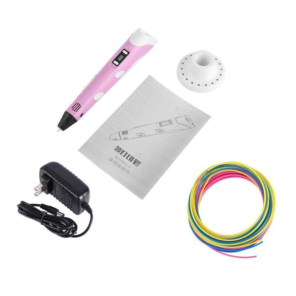 Boligrafo de impresión 3D ABS 3D PEN-2 RP100B LCD 1,75 mm - Rosa + Set filamentos 100m-5