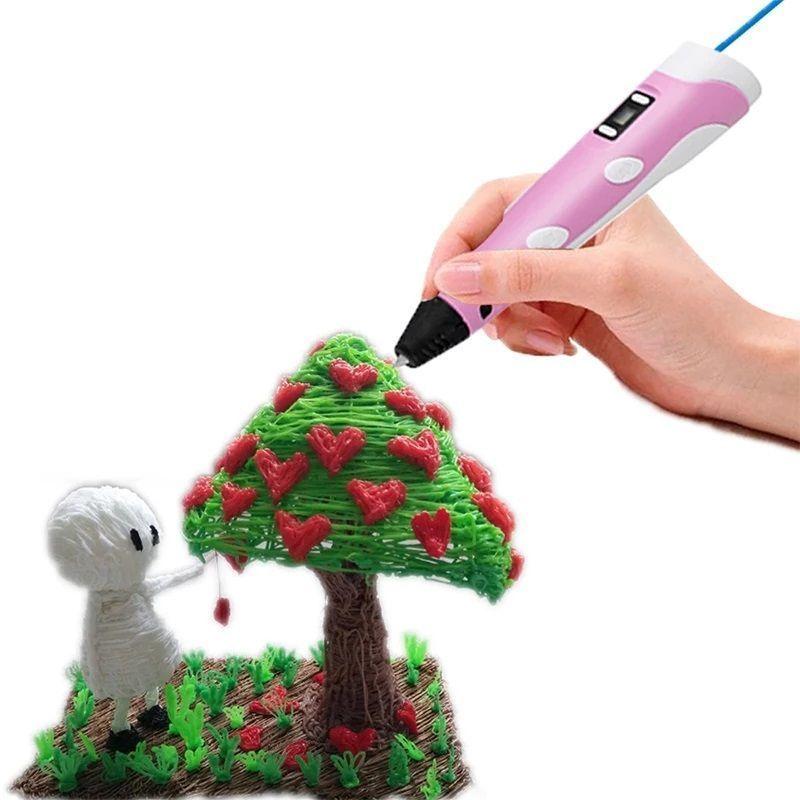 Boligrafo de impresión 3D ABS 3D PEN-2 RP100B LCD 1,75 mm - Rosa + Set filamentos 100m-6