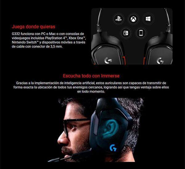 Audifonos Gamer Con Cable G332 PC / PS4 / Nintendo Switch Logitech-1