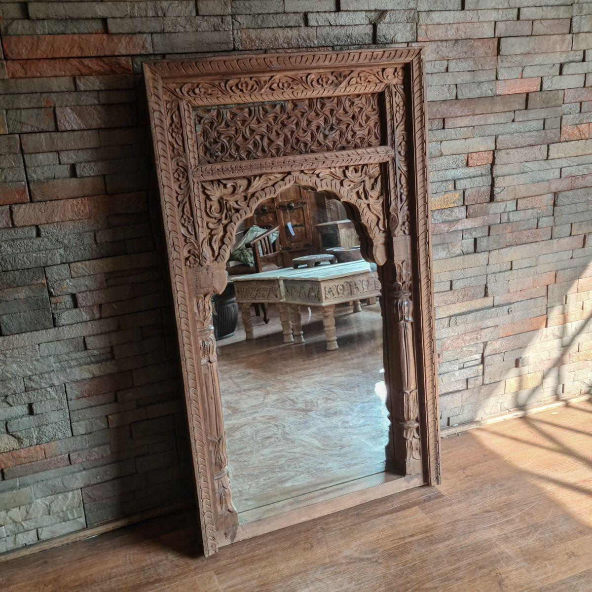 Espejo Ginebra ventana original antigua tallada 180x90-1