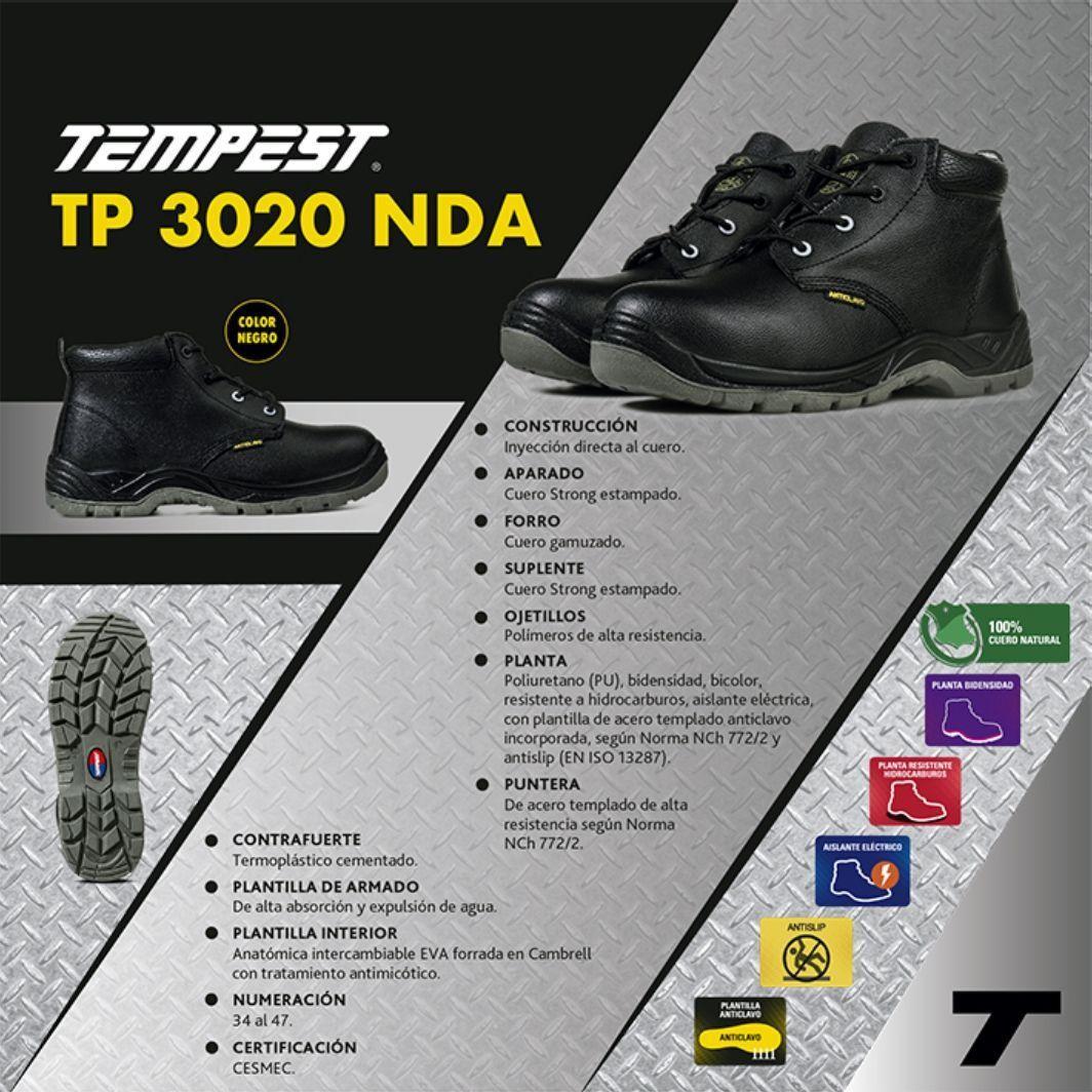 ZAPATO DE SEGURIDAD TIPO BOTIN TEMPEST 3020 NA-3