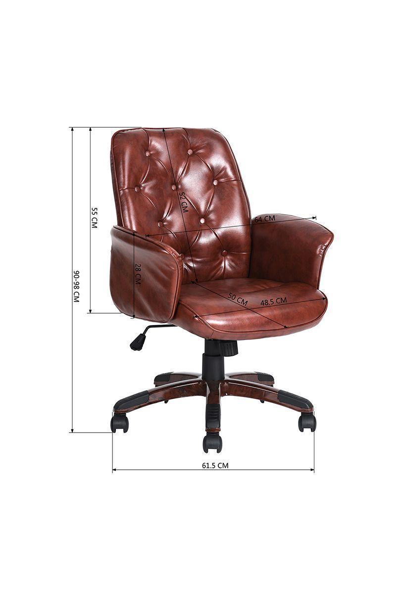 Silla de Oficina Ergonómica PU Ajustable - Café-2