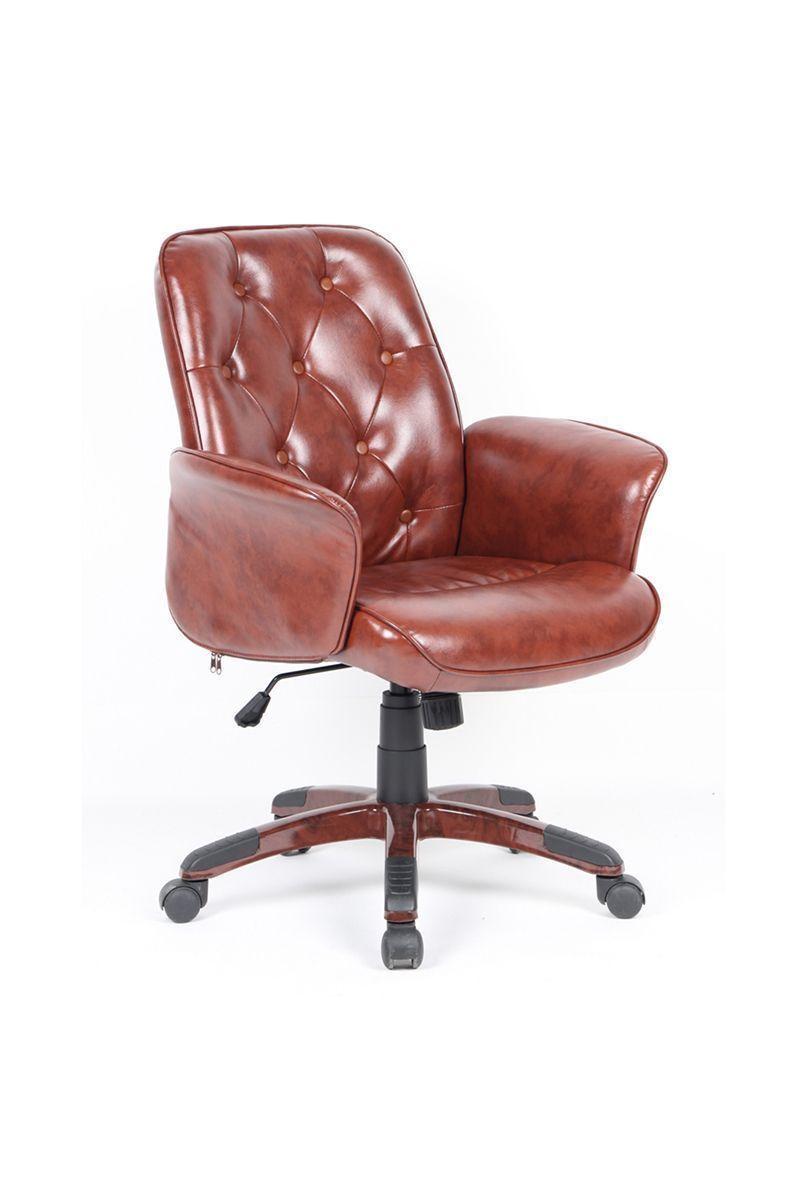 Silla de Oficina Ergonómica PU Ajustable - Café-0