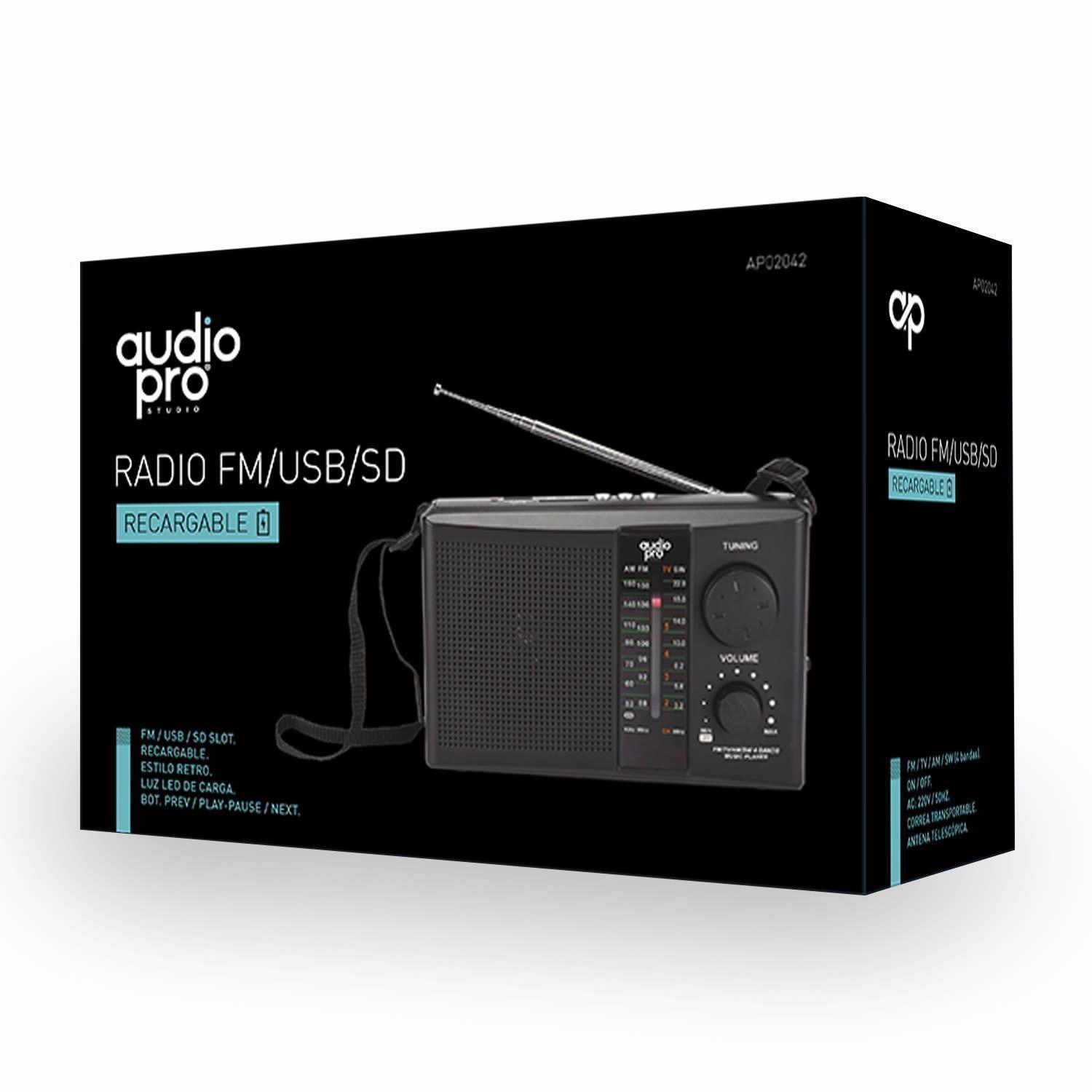 Radio Recargable Audiopro Fm/am/tv/sw 4 bandas-2