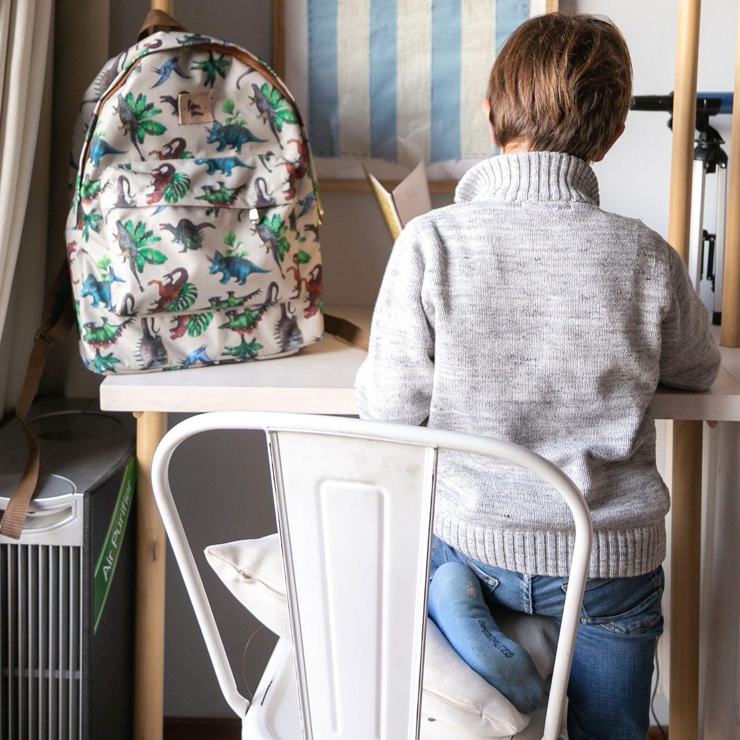 Mochila sustentable escolar infantil dinosaurios Paper Home-4