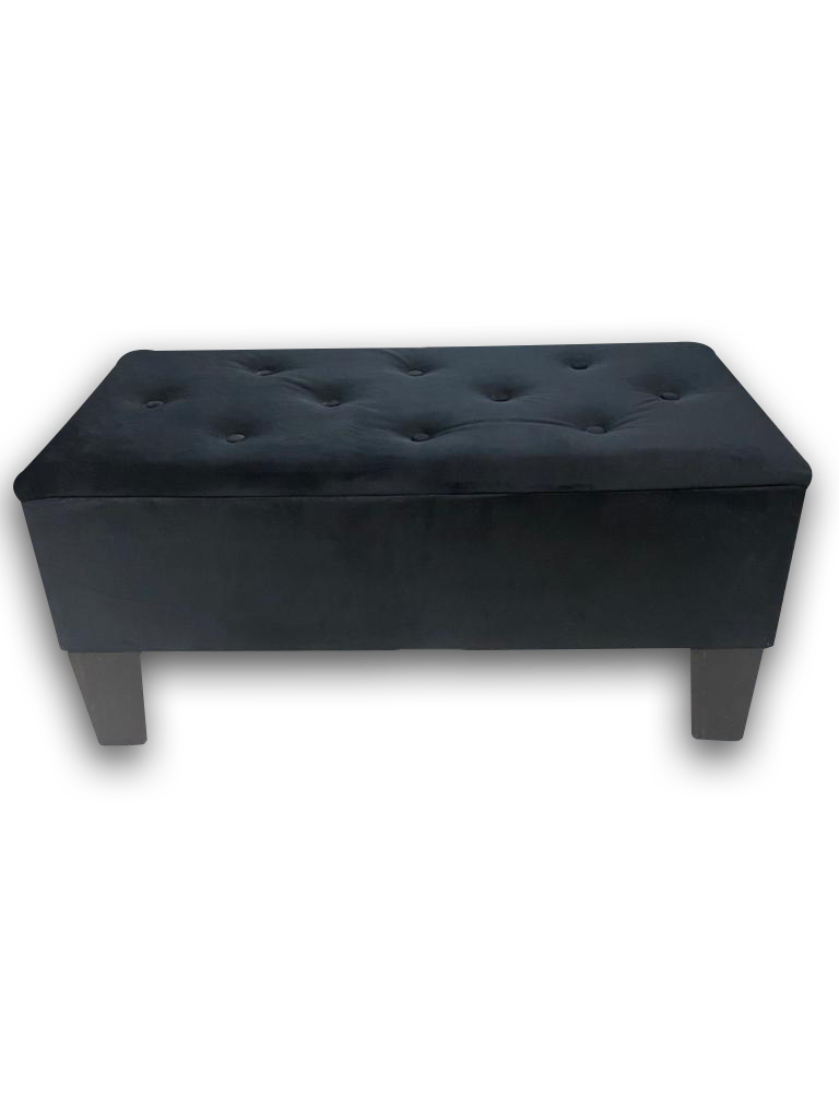 Banqueta Baul HVM Negra Felpa-3