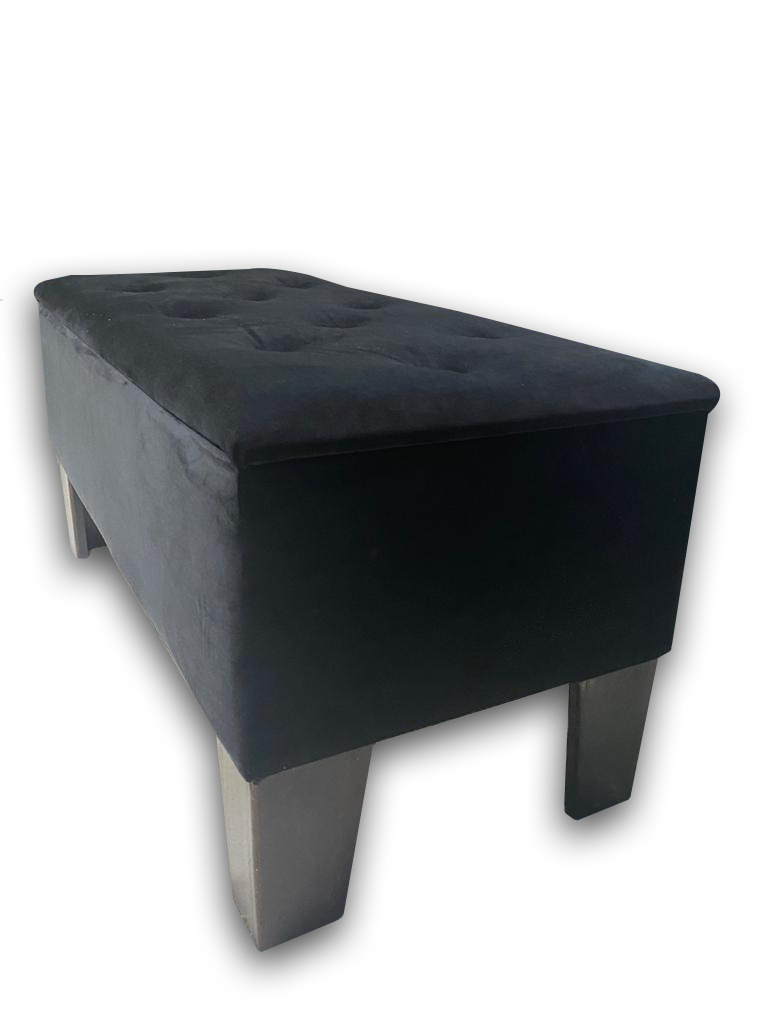 Banqueta Baul HVM Negra Felpa-2