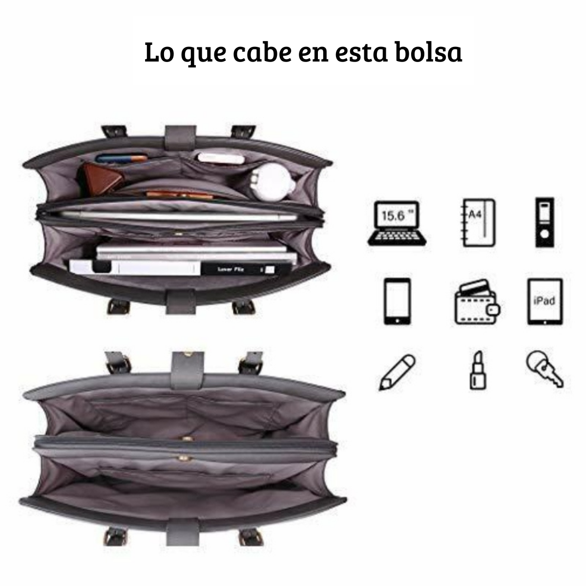 ECOSUSI Bolsa Oficina para notebook 15.6'' Gran Capacidad- Gris-5