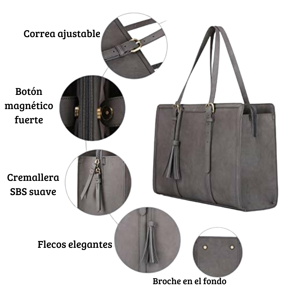 ECOSUSI Bolsa Oficina para notebook 15.6'' Gran Capacidad- Gris-6