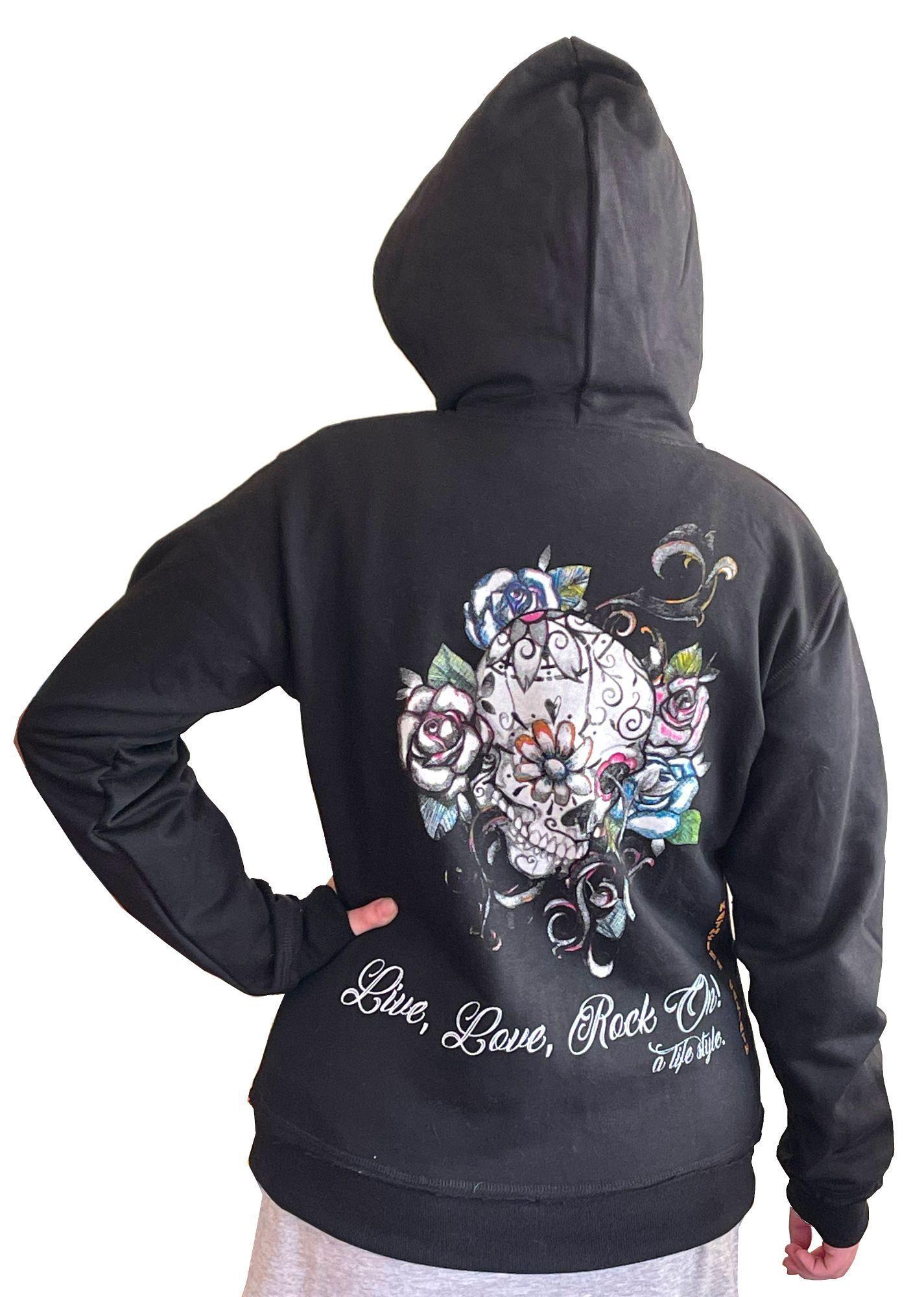 Poleron Mujer Calavera Rosas-0