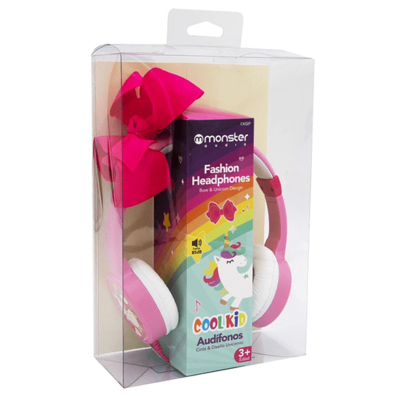 Audifono Unicornio Moño Rosado OverEar Monster-3