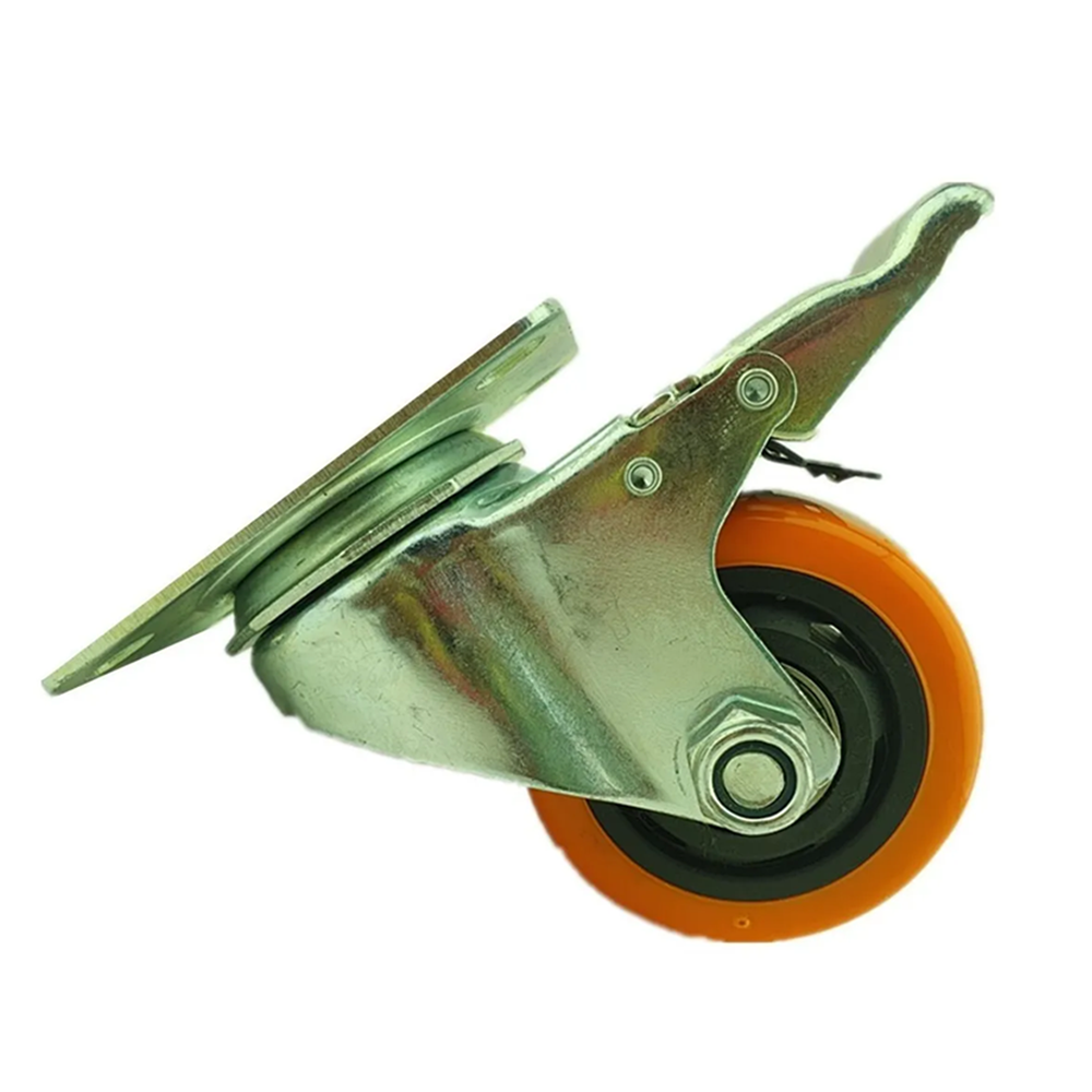 Rueda Naranja Con Freno Giratoria 3 Pulgadas-0