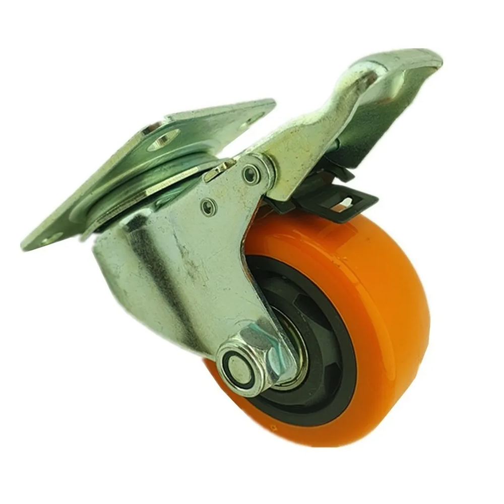 Rueda Naranja Con Freno Giratoria 3 Pulgadas-1