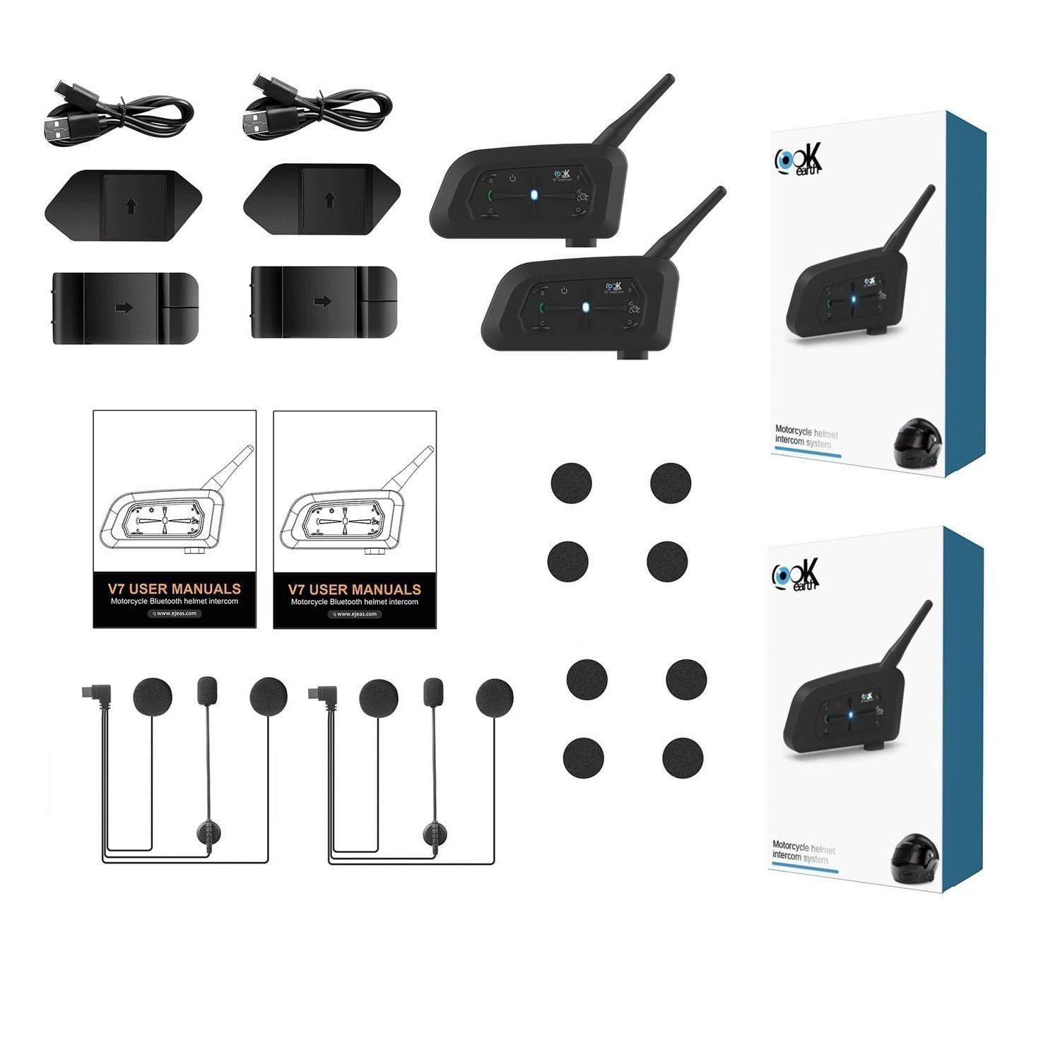 Pack 2 Intercomunicador y Manos libres Bluetooth Lookearth V7 800m-3