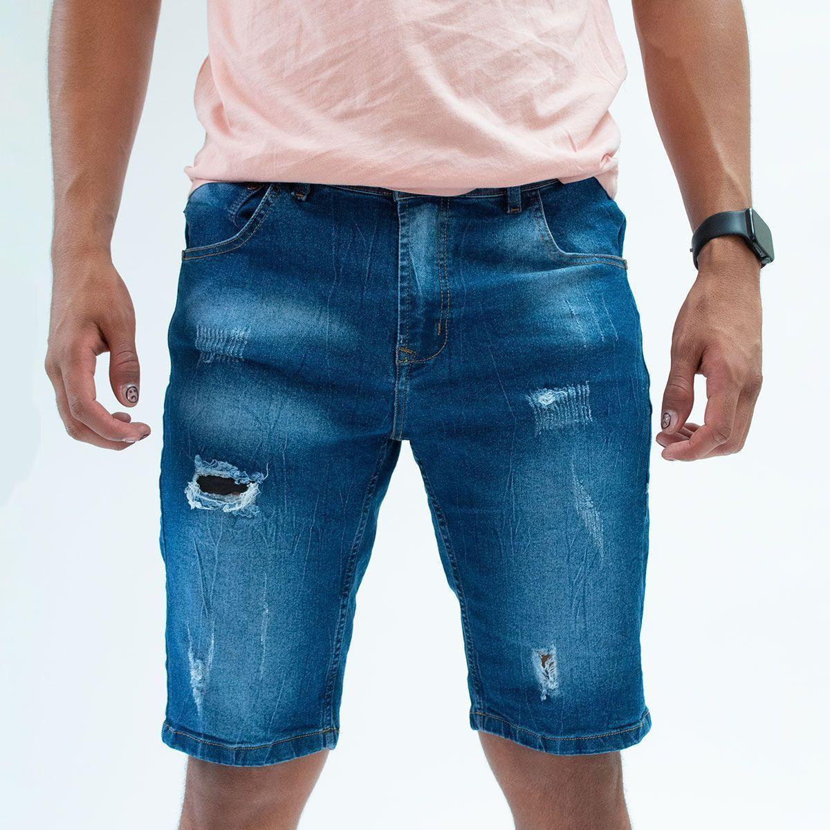 Bermuda Denim Con Elasticidad Para Hombre-3