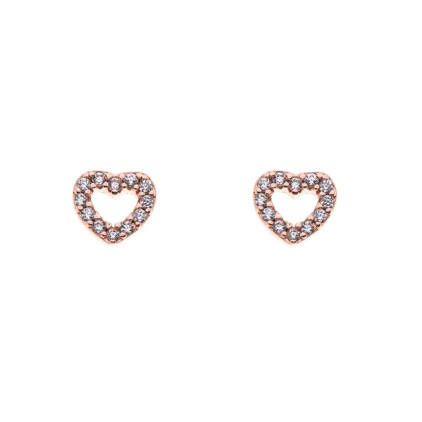 Aros Marilyn Heart con Baño de Oro Rosa Micro Pave Sara K Joyas-0