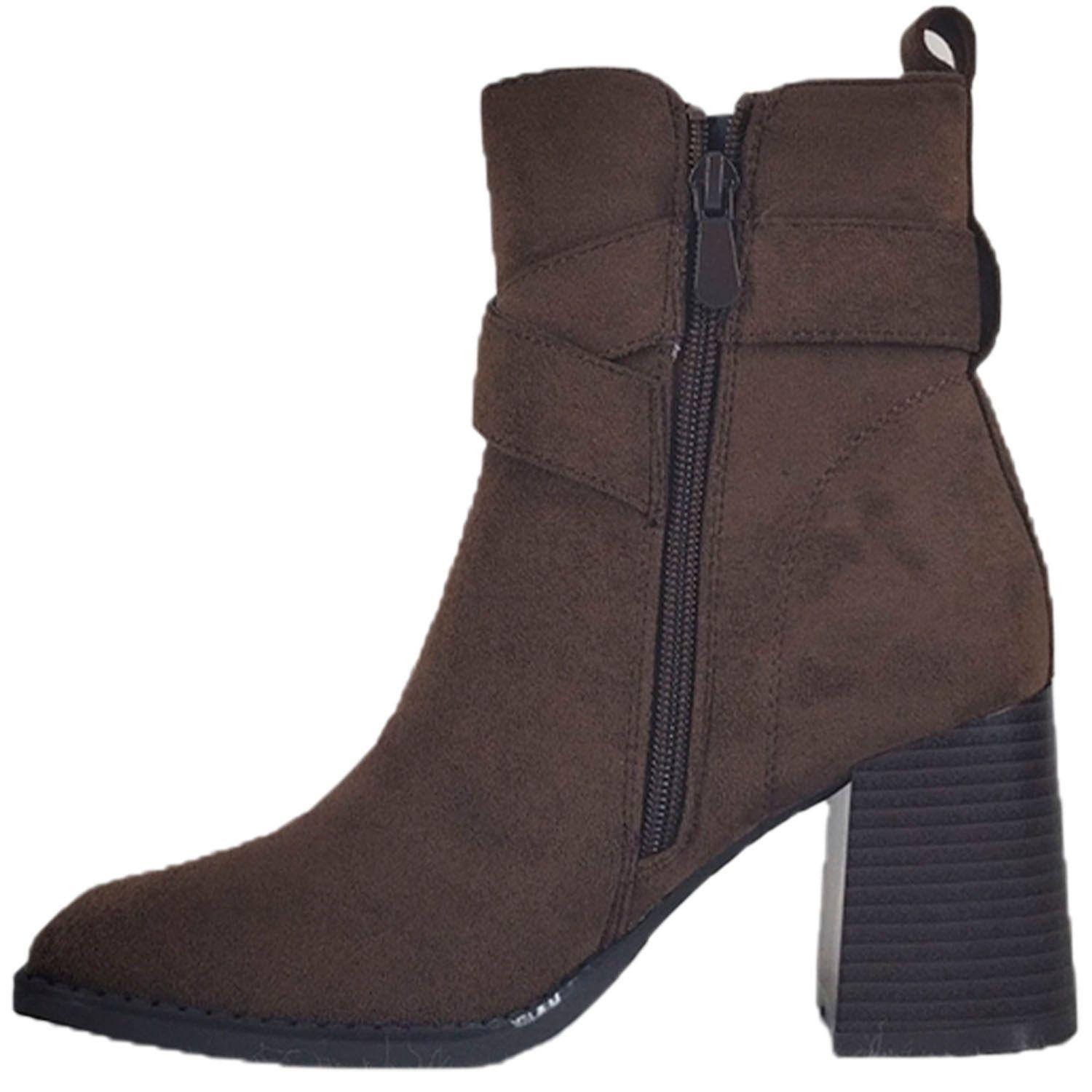 Botin Formal de Mujer Gamuza Q05 Marron-5