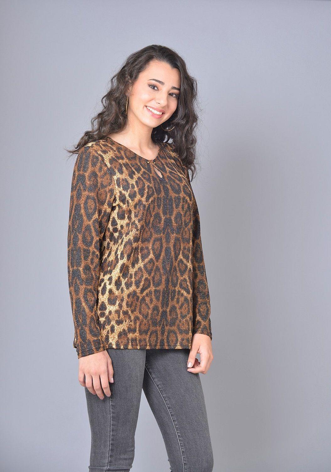 Polera animal lurex beige-2