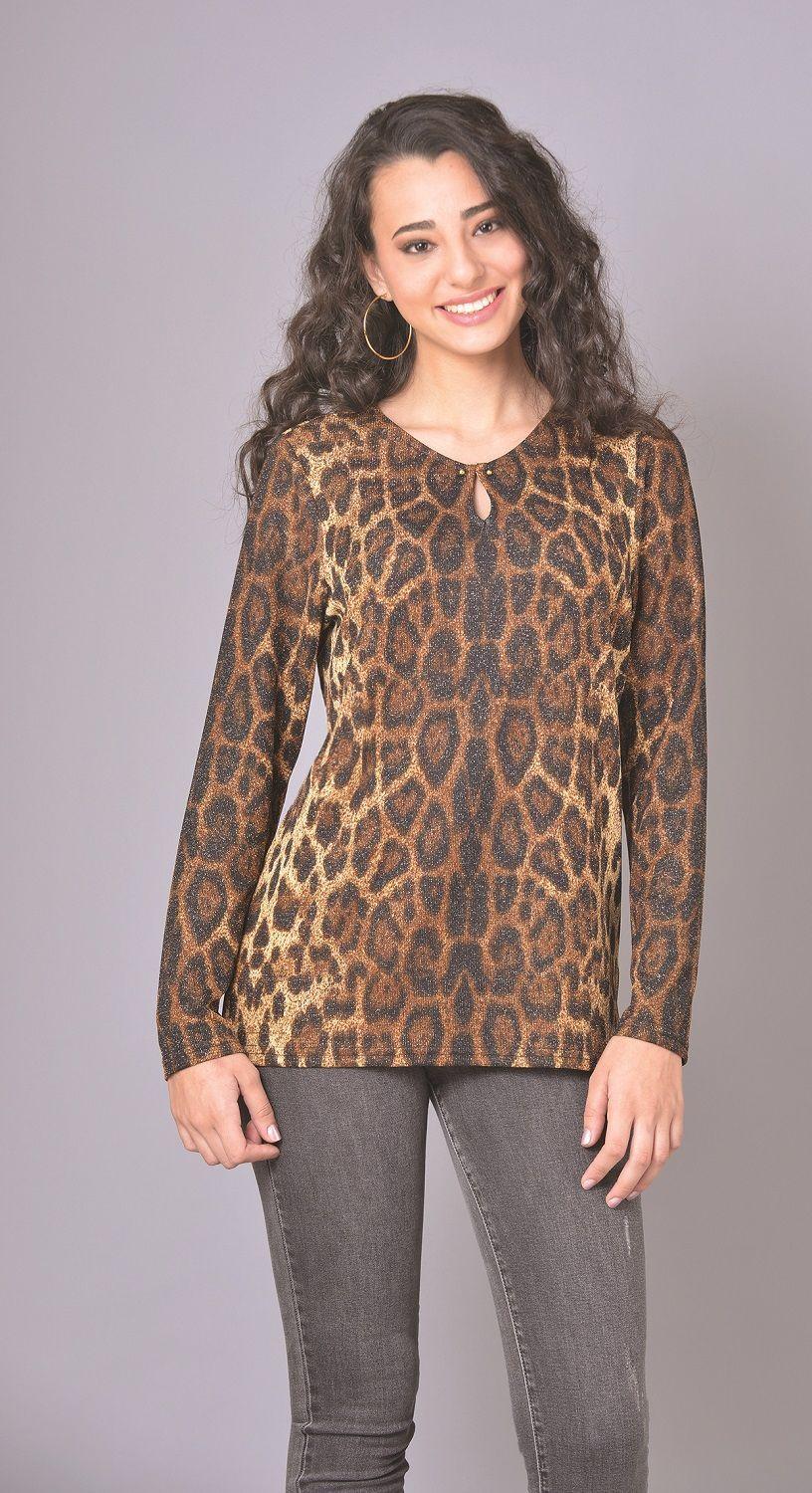 Polera animal lurex beige-1