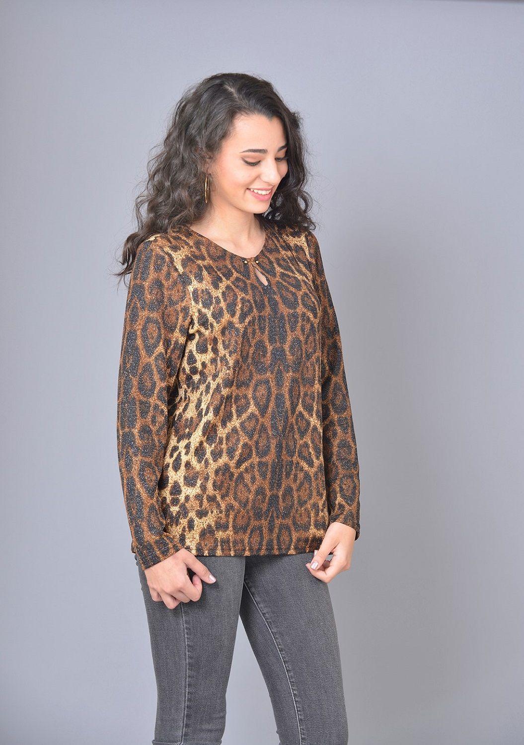 Polera animal lurex beige-0