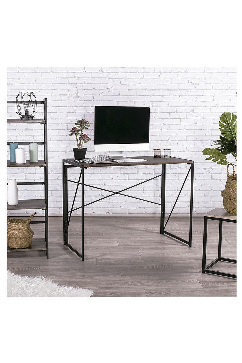 Escritorio Iron Mesa de Arrimo Plegable Negro-1