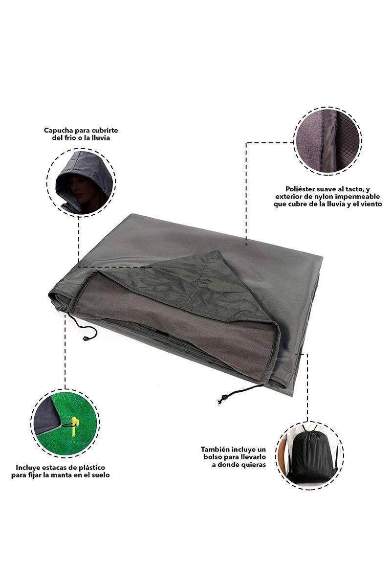 Manta Impermeable Convertible 200 x 140cm Negro-3
