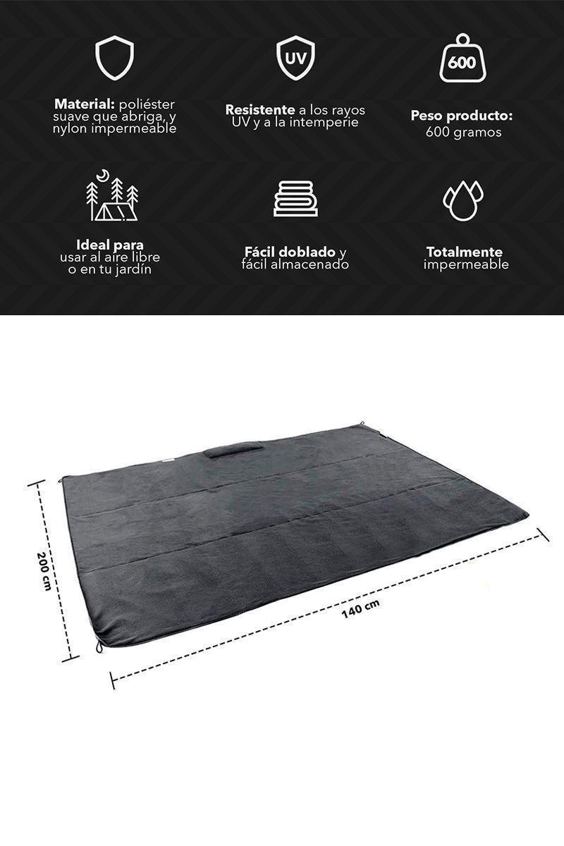 Manta Impermeable Convertible 200 x 140cm Negro-2