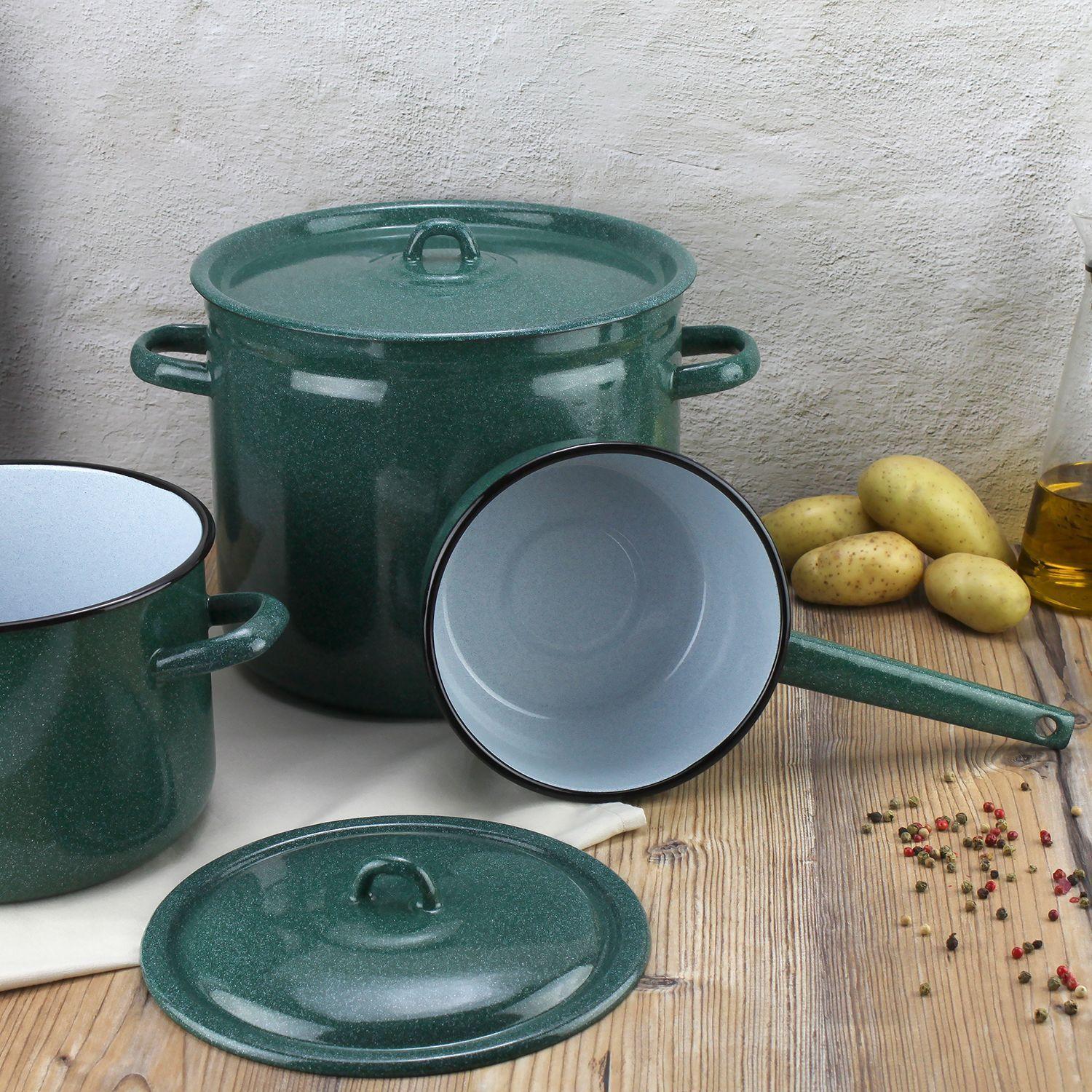Batería de cocina 5 piezas acero carbónico verde Fundo Fantuzzi-3