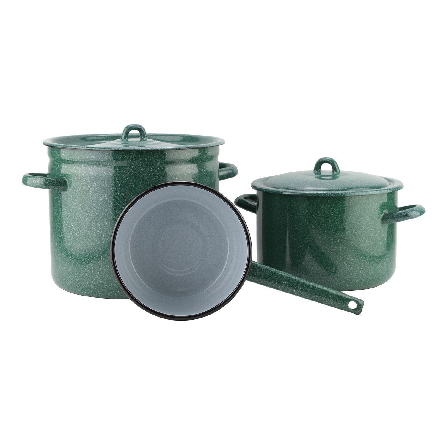 Batería de cocina 5 piezas acero carbónico verde Fundo Fantuzzi-1