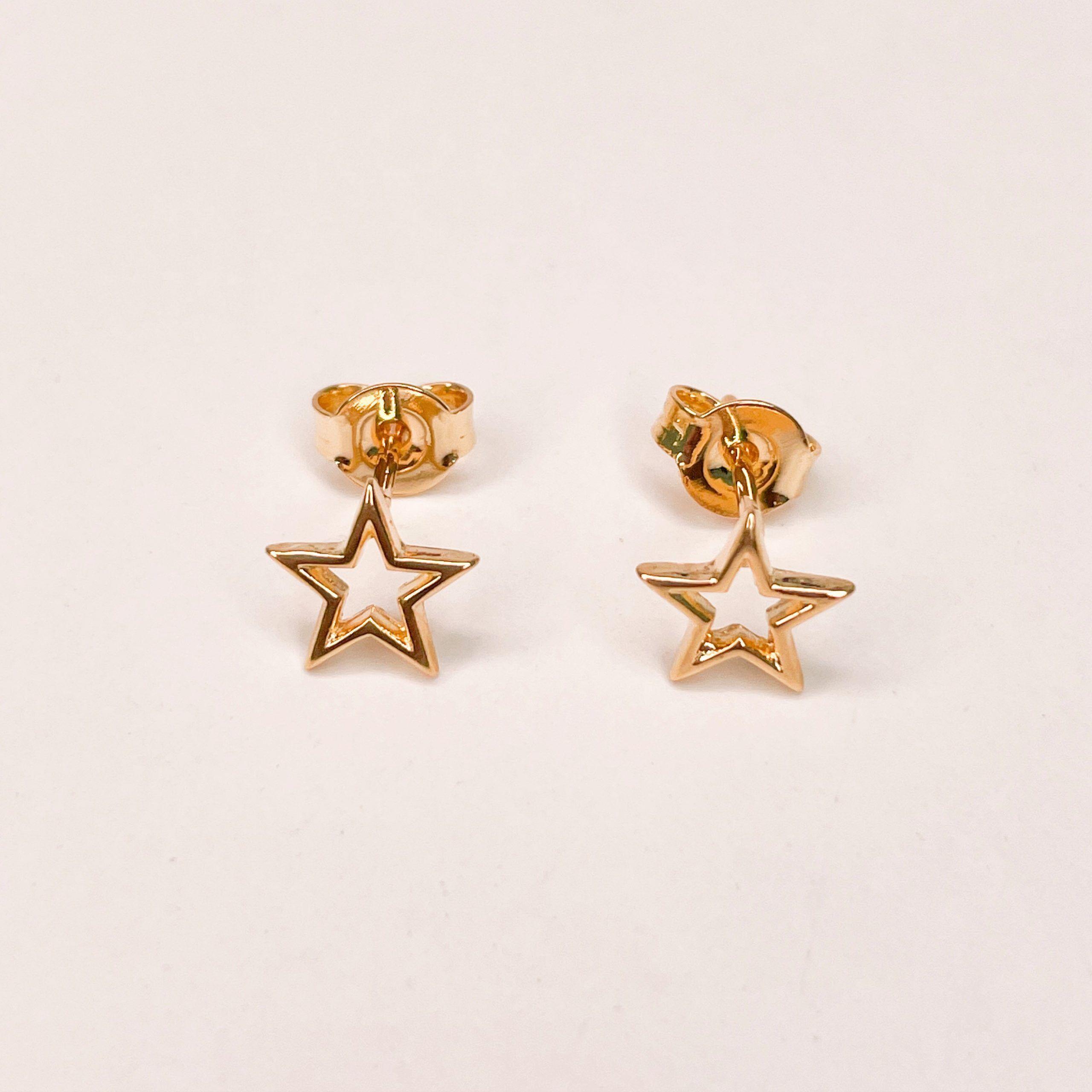 Aros Estrella calada 4mm Bañado en Oro Philippa Joyas-0