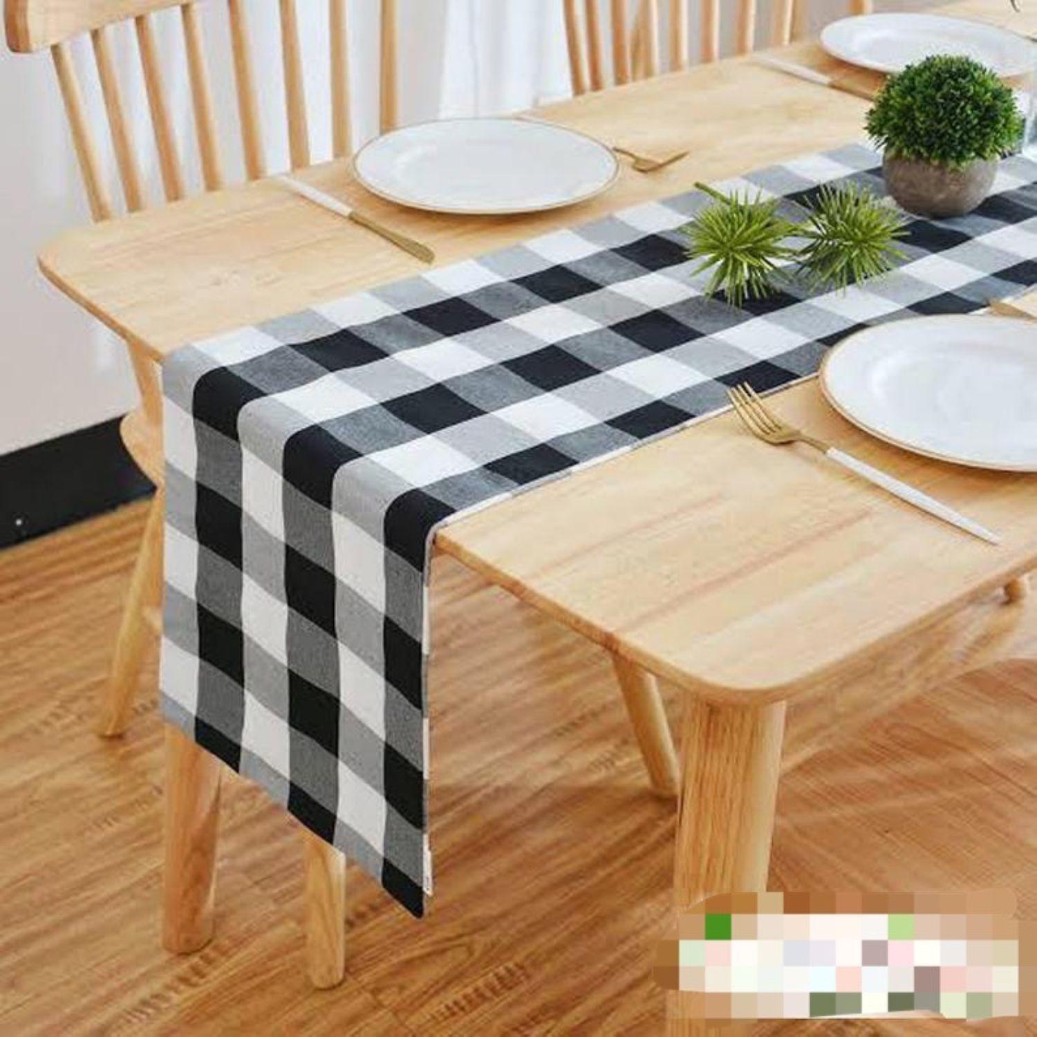 Camino de Mesa Reversible Tartán/Arpillera 176 cm x 35 cm Bohemik-2