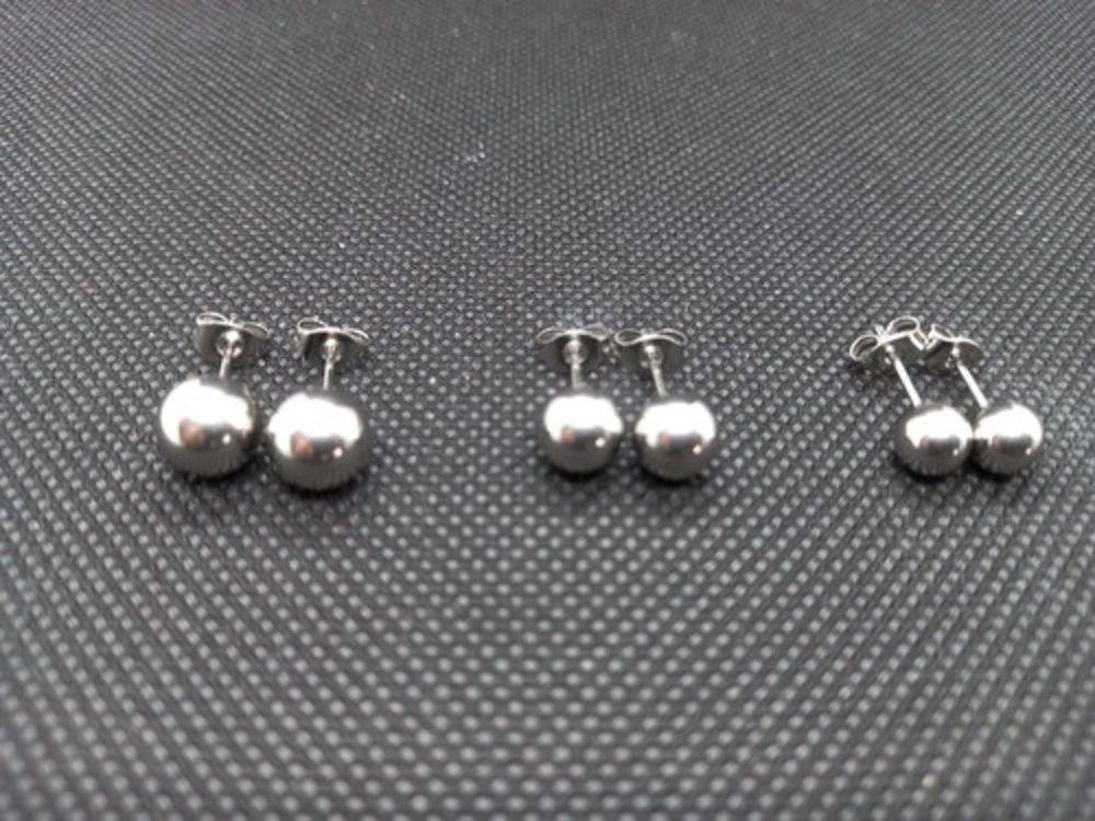 Pendientes Esferas plateadas de 7mm hipoalergénicos-2