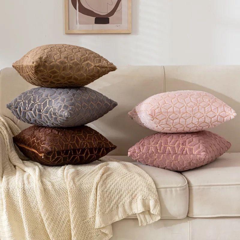 Set de 2 Cojines Peludo Diseño Geométricos Negro 45 X 45CM-4