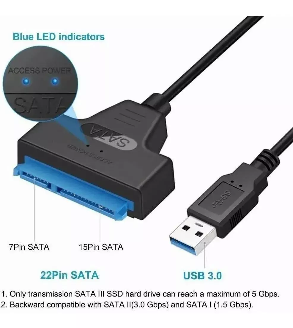 Cable Adaptador Sata A Usb 3 Para Disco Duros Notebooks 2.5-2