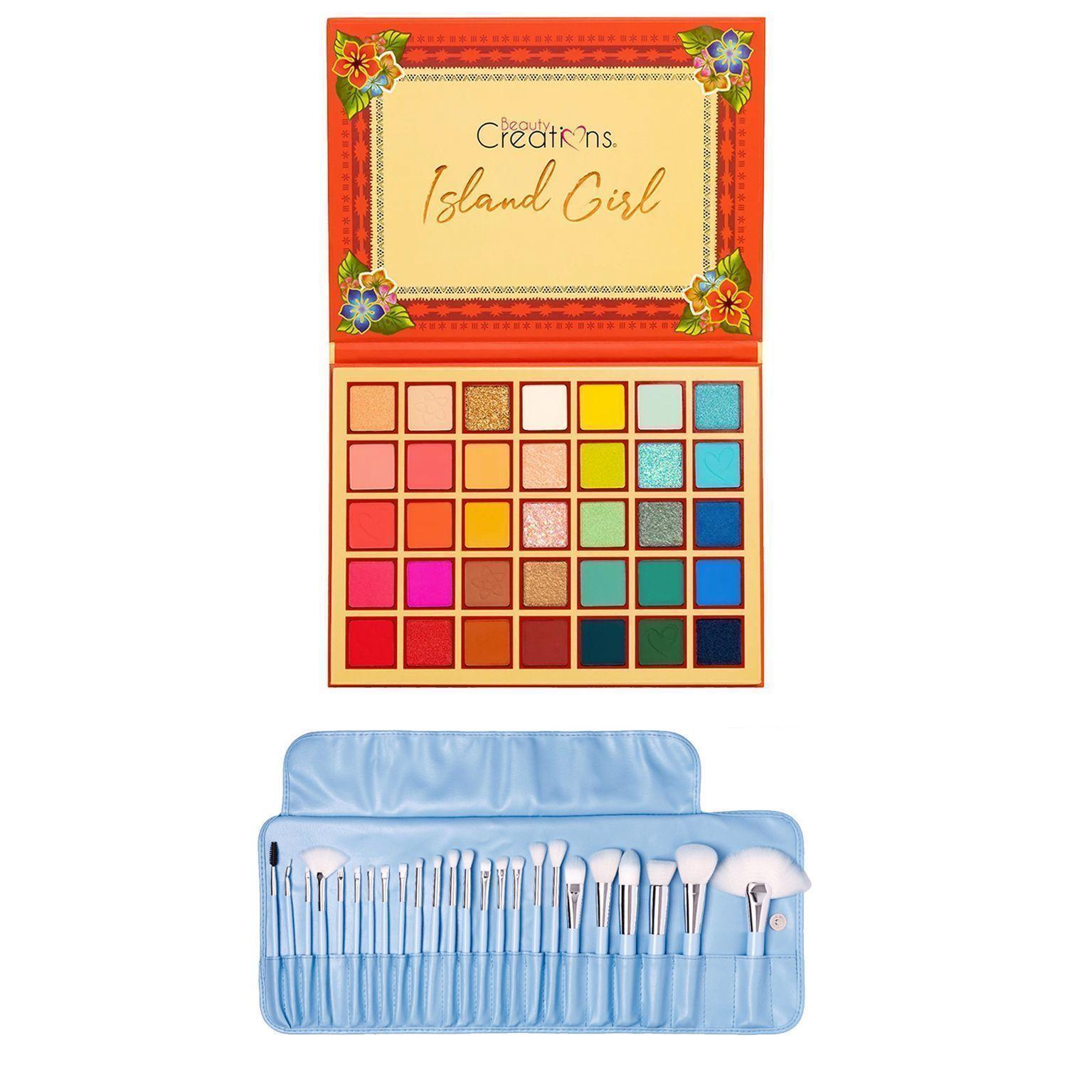 Pack Paleta De Sombra "Island Girl" + Set 24 Brochas Pastel Bubble Gun de Beauty Creations-0