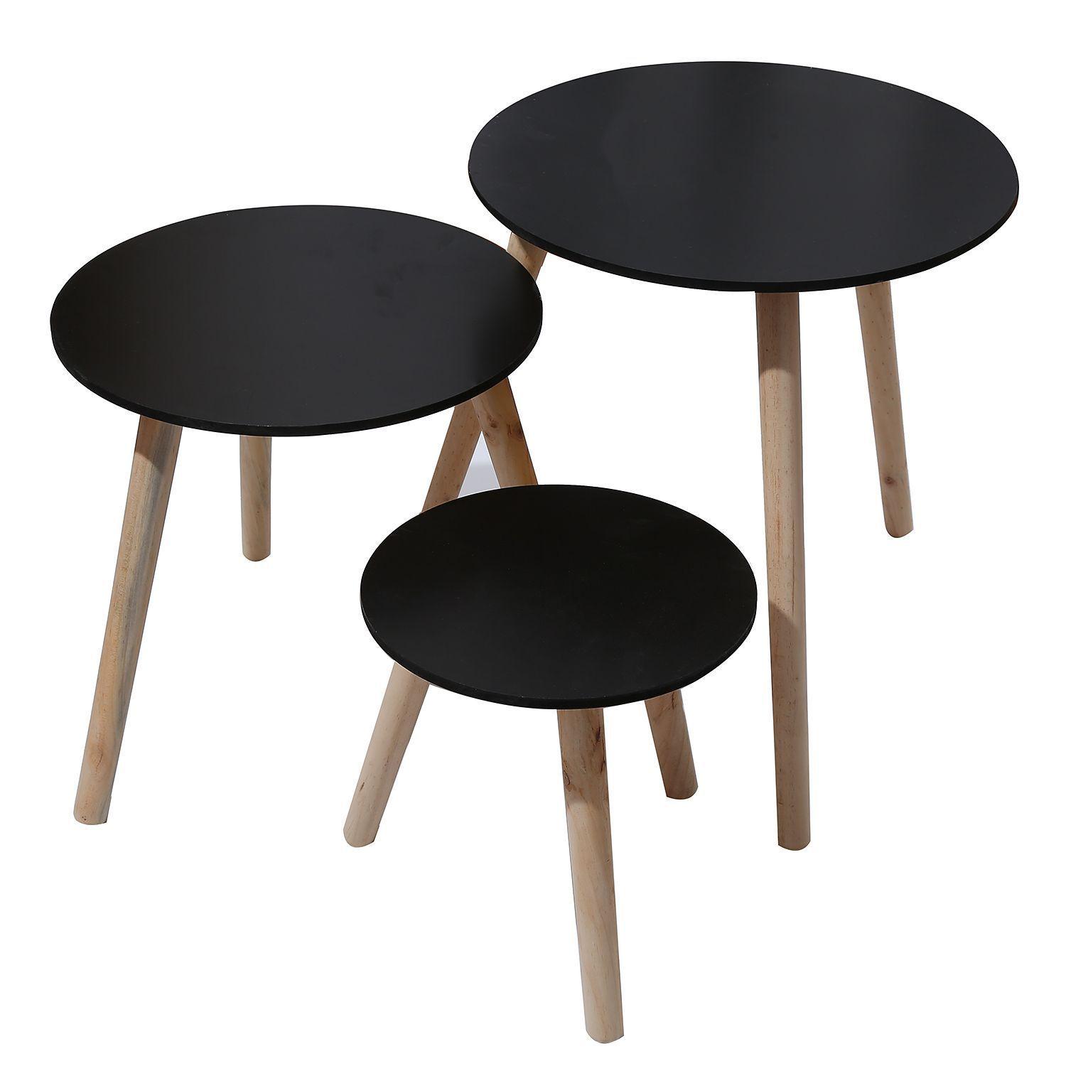 Set mesa de centro 3 niveles arrimo Negro-1