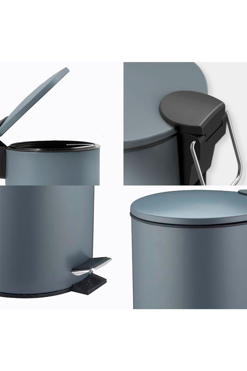 Basurero 5 L Acero Gris-4