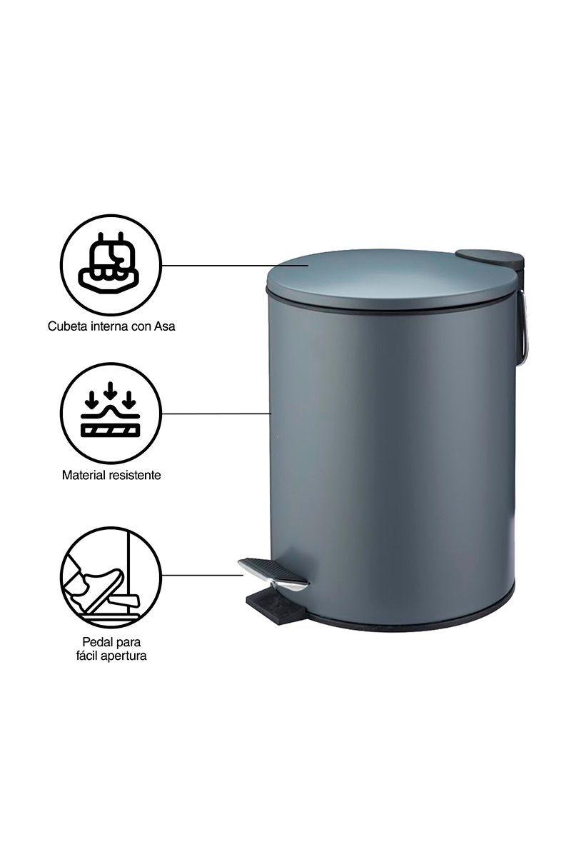 Basurero 5 L Acero Gris-3
