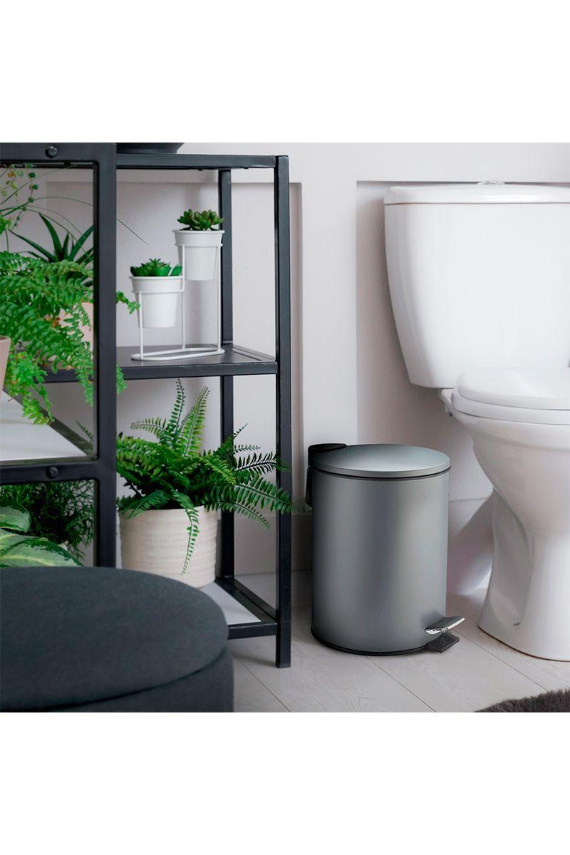 Basurero 5 L Acero Gris-5