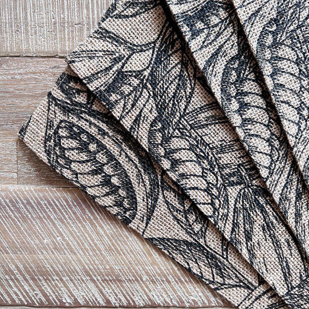 SET 6 Individuales Arpillera Estampado Natural Negro-3