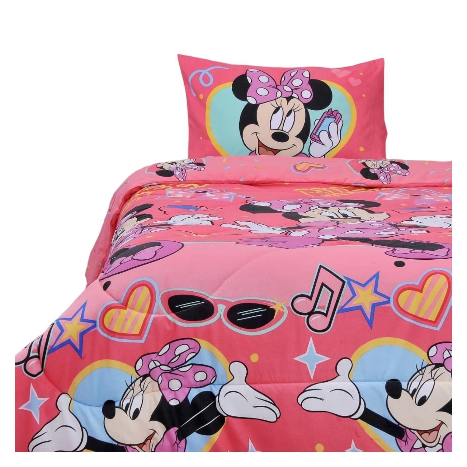 Plumon 1.5 Plazas Microfibra Infantil Rosado Minnie Mouse-1