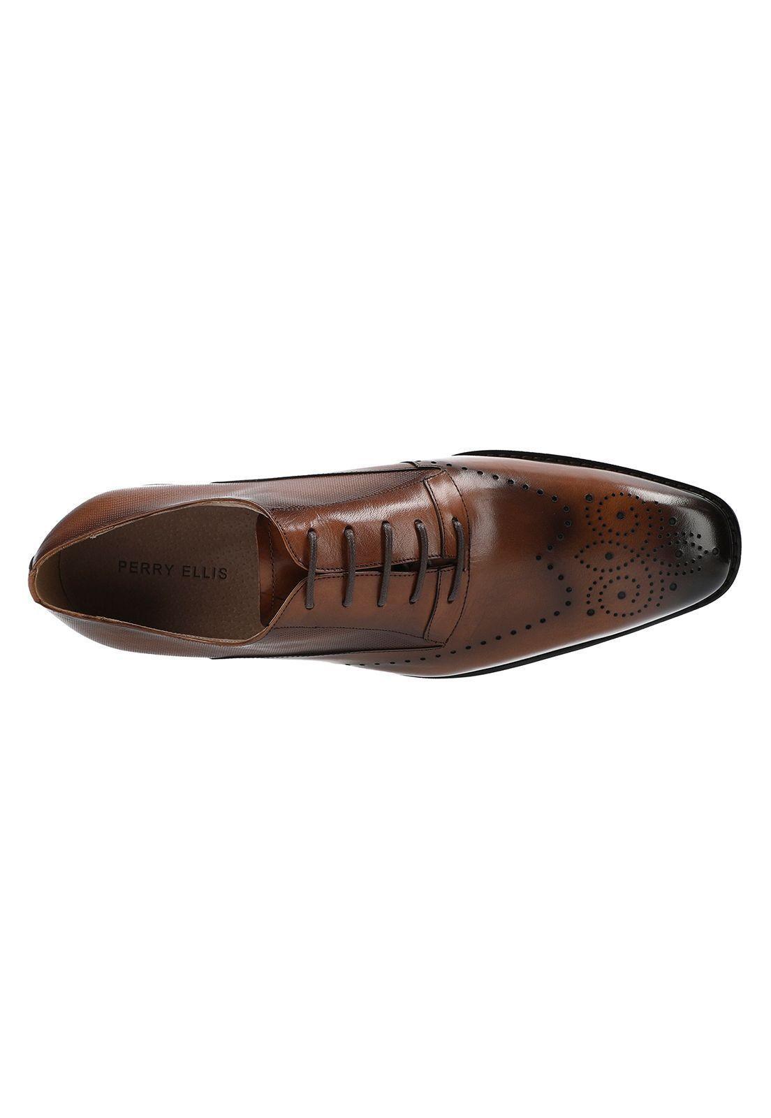 Zapato cuero café. 2600124107 Perry Ellis-1