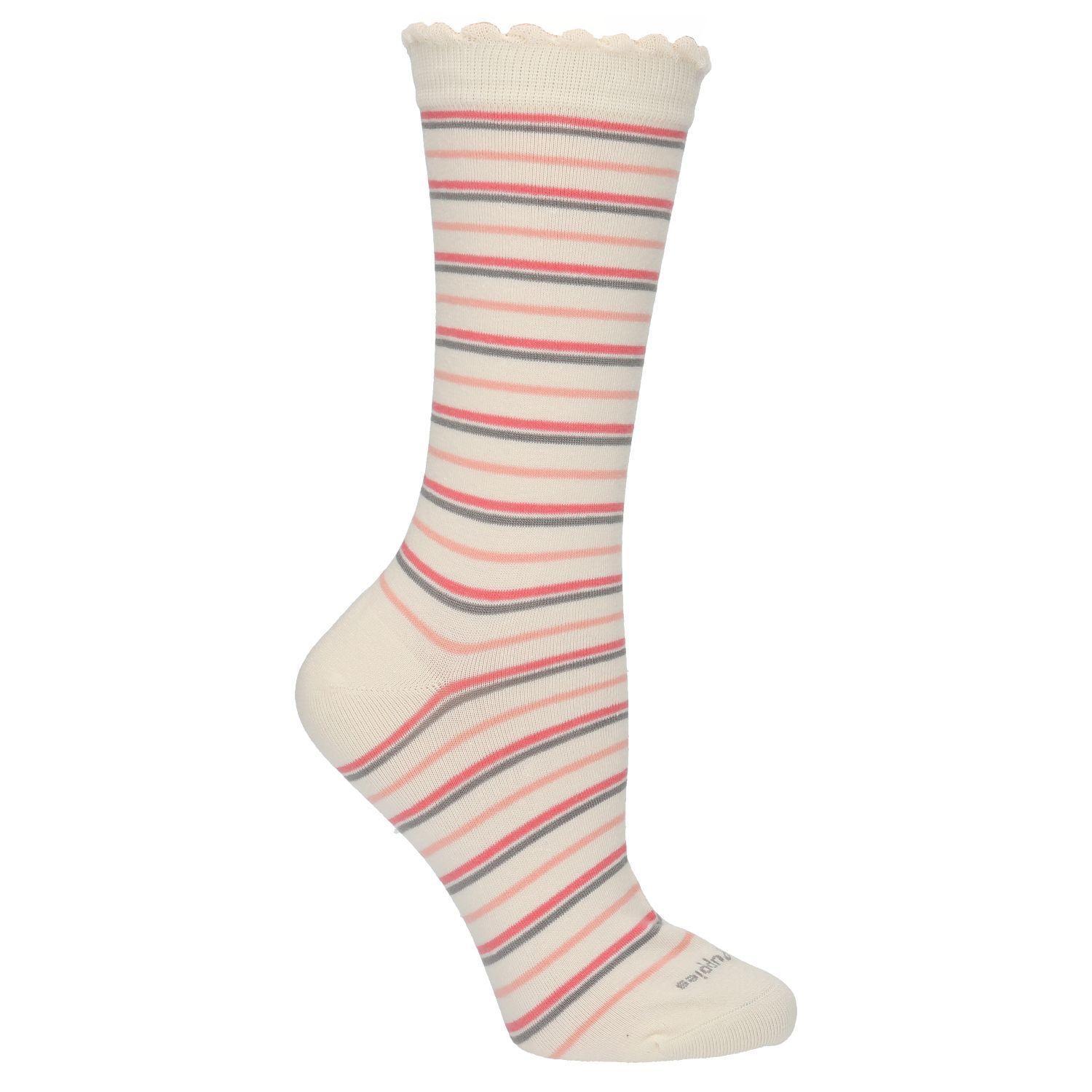 Calcetín Algodón Mujer Stripe Crema-0